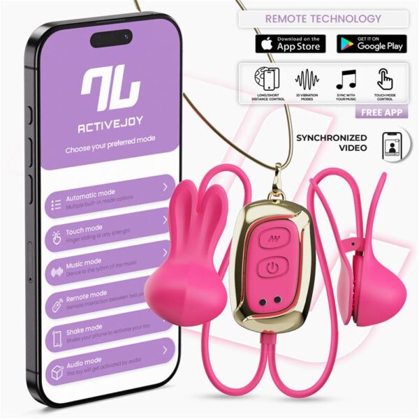Tickly Nipple Clamps ith Vibration, Remote and Necklace with App