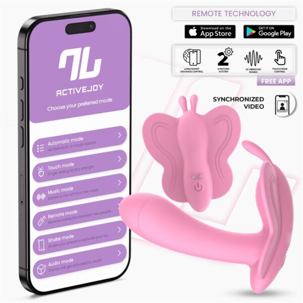 Wingy Butterfly Vibrator with App Pink